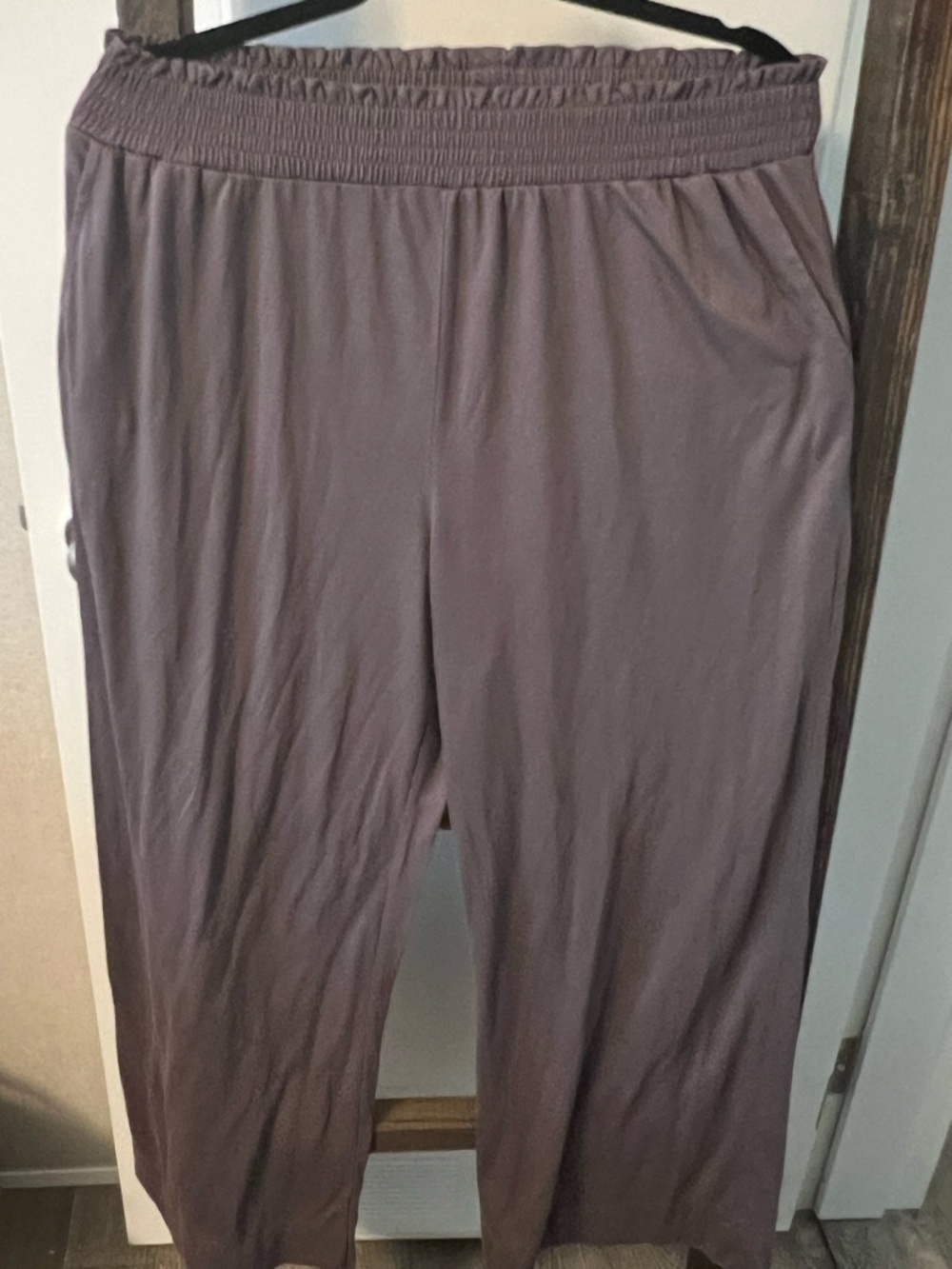 KORI Wide-Leg Smocked Waist Pants in Mauve